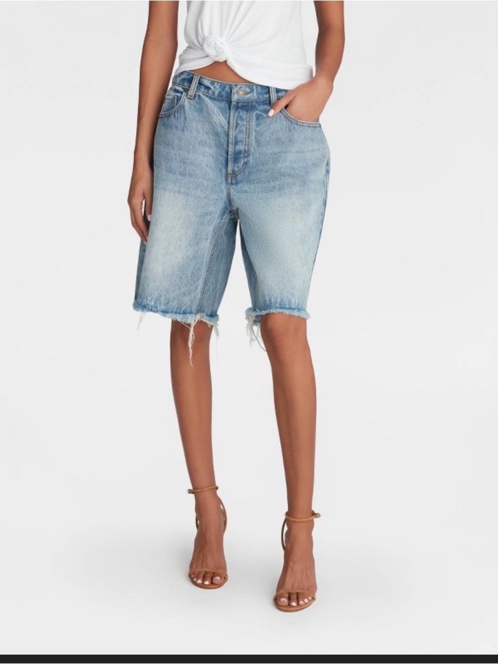 KBB Washed Light Blue Denim Bermuda Shorts for Women